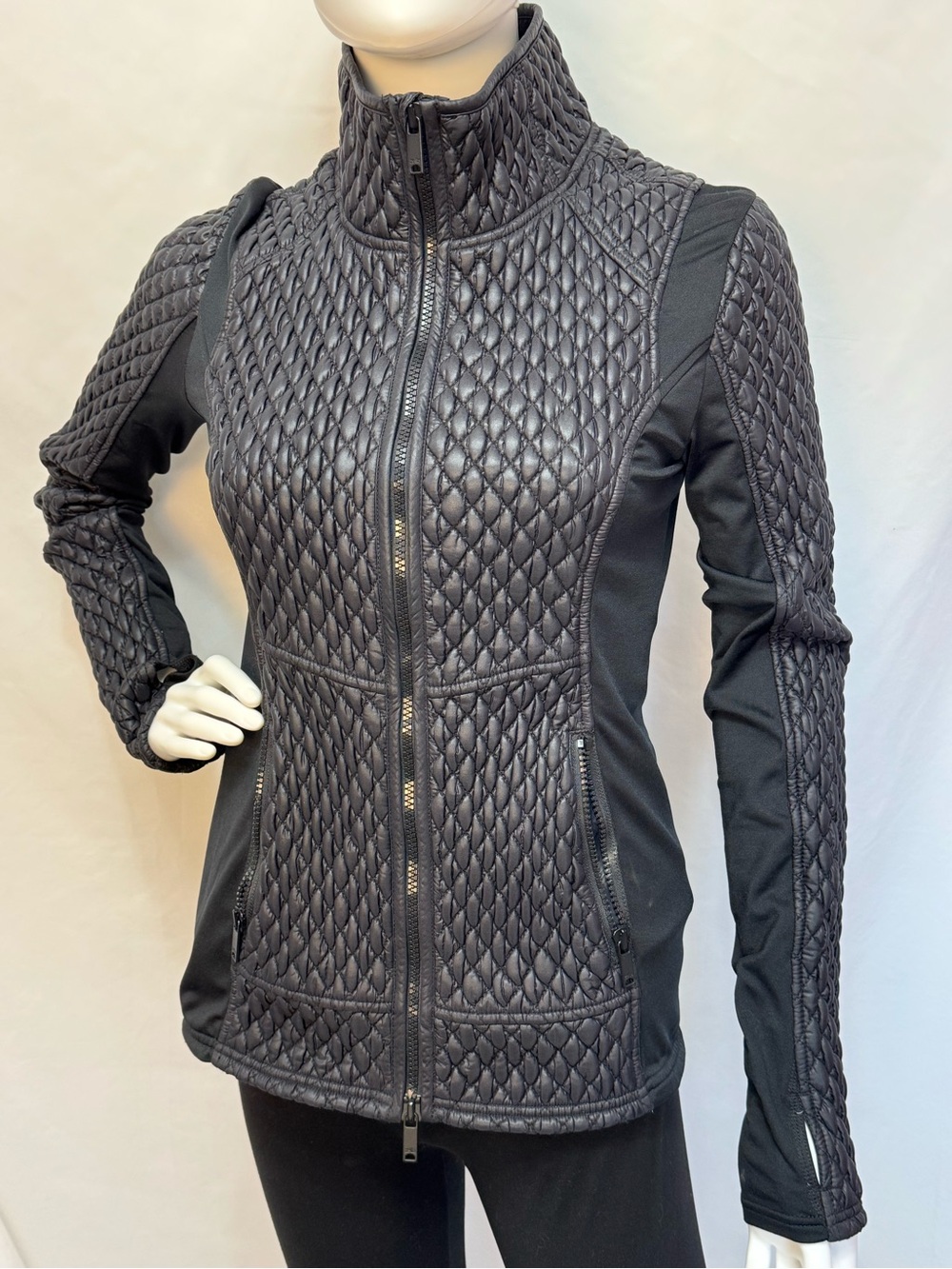 Zella Diamond Quilted Full Zip Running Jacket High Performance Activewear